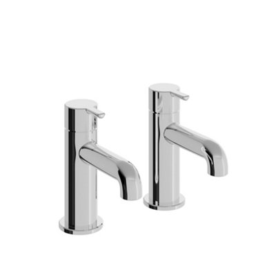 Heritage Dartmouth Modern Chrome Bath Pillar TapsPair Of Single Lever Bathroom Sink Tap from B&Q