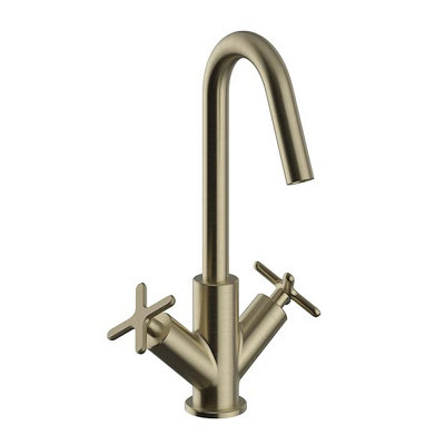 Heritage Salcombe 1Th Basin Mixer Tap Brushed Brass from B&Q