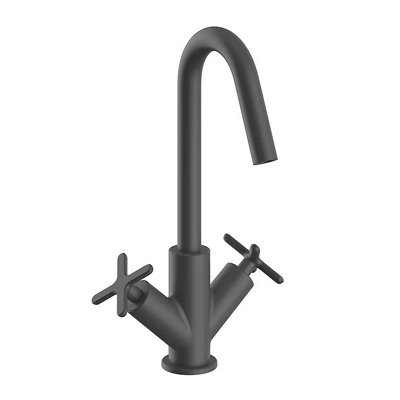 Heritage Salcombe 1Th Basin Mixer Tap Matt Black from B&Q