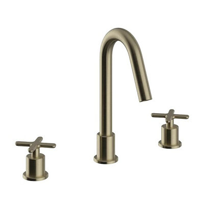 Heritage Salcombe 3Th Basin Mixer Tap Brushed Brass from B&Q