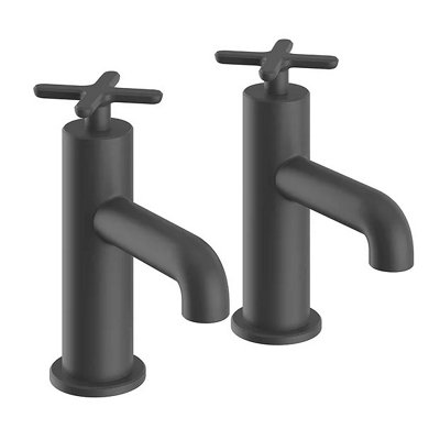 Heritage Salcombe Bath Pillar Taps Matt Black from B&Q