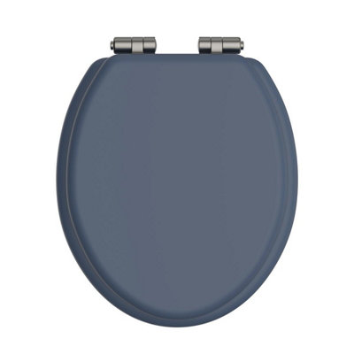 Heritage Toilet Seat Soft Close Brushed Nickel Hinges Maritime Blue Tsmbl103Sc from B&Q