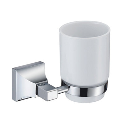 B&Q -  Lavington Gloss Chrome Effect Ceramic Tumbler & Toothbrush Holder