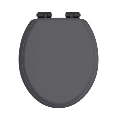 Heritage Soft Close Toilet Seat With Matt Black HingesGraphite from B&Q