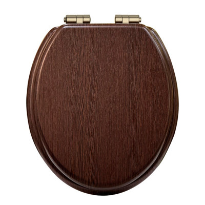 Heritage Soft Close Toilet Seat With Vintage Gold HingesWalnut from B&Q