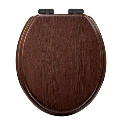 Heritage Soft Close Toilet Seat With Matt Black HingesWalnut from B&Q