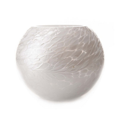 Amelia Art Glass Pearl White Globe Tealight Holder from B&Q