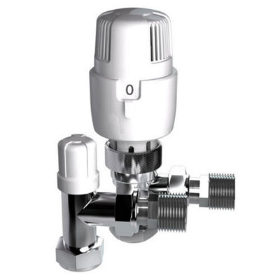 Inta I-Therm 15mm Angled Thermostatic Radiator Valve Trv White 15Twina from B&Q