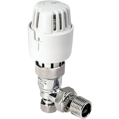 Plumbright Angled Thermostatic Radiator Valve And Lockshield Pack 8/10mm Tp10Packa from B&Q