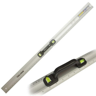 Toolzone Aluminium Ruler With Spirit Levels And Handle 1000mm Metric Cm & Inch, from B&Q