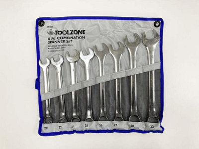 Toolzone 8Pc Spanner Wrench Set. 8 Combination Metric Jumbo Spanners 2032mm from B&Q