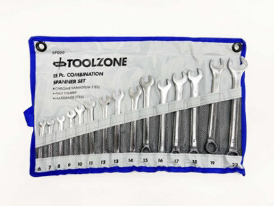 15Pc Metric mm Combination Spanner Spanners Wrench Set 6mm To 22mm Toolzone from B&Q