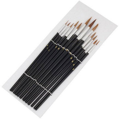 Toolzone 12 Pc Artist Paint Brush Set Professional Fine Model Making Art Oil Acrylic Artists Brushes from B&Q