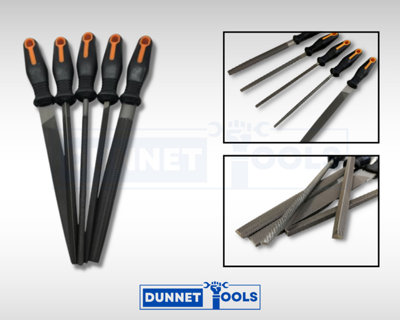 5Pc File Set 8" Soft Grip Engineer Metal Half Round Flat Triangular Square Kit from B&Q