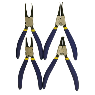 B&Q -  Pl241 4-Piece 7-Inch Circlip Pliers Set With Double-Dipped Handles