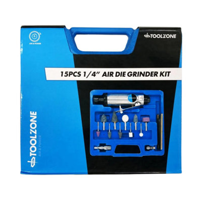 Air Die Angle Grinder 15Pc 1/4"  Polisher Sander Kit In Case Heavy Duty At021 from B&Q