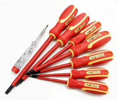 B&Q -  8 Piece Electrical Vde Screwdriver & Mains Electical Tester Set Phillips Flat