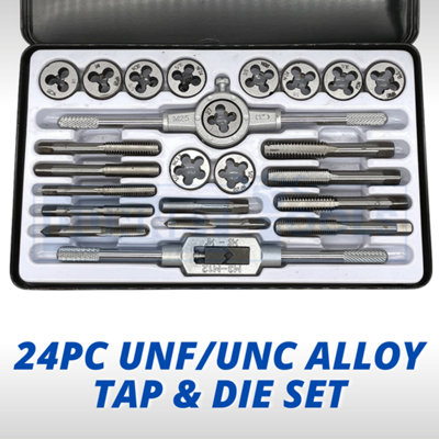  - 24Pc Tap And Die Set Thread Repair Tool Kits Die Set Tap Set Screw Repair Thread