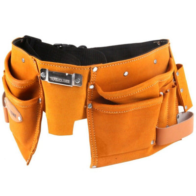 Tool Belt 11 Pocket Leather Builders Adjustable Hammer Loop Heavy Duty Tb034 from B&Q