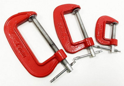 Toolzone 3Pc Mini G Clamp Set 25mm 50mm 75mm Hobby Craft Clamps Wood Work Cl004 from B&Q