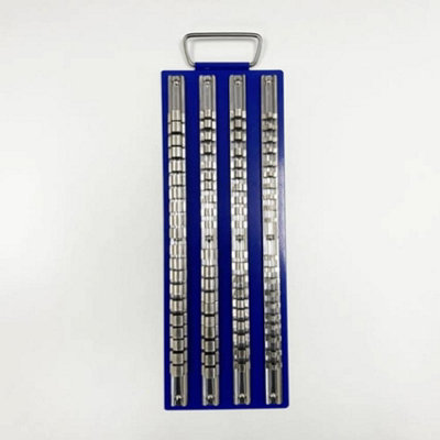 Toolzone Socket Storage Rails 1/4", 3/8", 1/2" Dr 80 Clip Socket Rails Tray Holder Blue