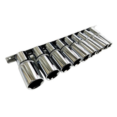 Toolzone 10Pc 1/2" Af Deep Sockets 1/2"-1" from B&Q