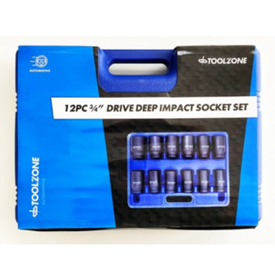Toolzone 12Pc 3/4" Deep Impact Sockets from B&Q