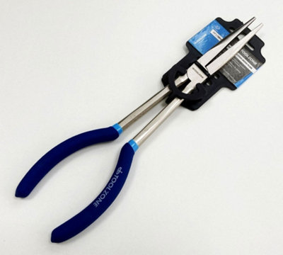 B&Q -  11" 280mm Extra Long Nose Plier Straight Heavy Duty Diy Tools Soft Grip Chrome