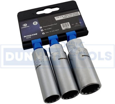 Spark Plug Socket Set 3/8"" Drive 3 Pieces 14mm 16mm 18mm - Toolzone KDPSS242 - Image 4