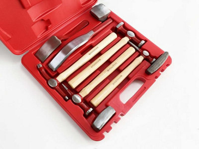 Toolzone Auto Body Panel Beating Repair Tool Hammer Kit 9Pc Hickory Dollys from B&Q