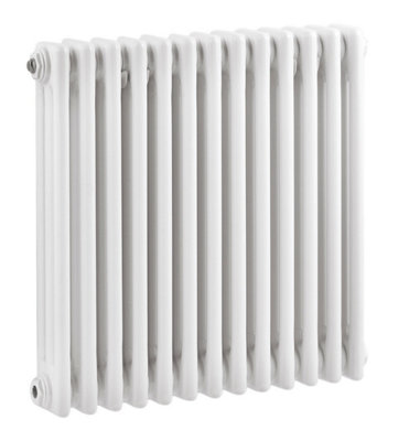 B&Q -  Colosseum Floor Mounted Traditional Radiator With Wall Support Triple Column Radiator In High Gloss White600 X 605mm