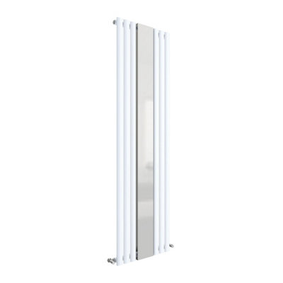 B&Q -  Revive Wall Hung Single Panel Vertical Radiator With MirrorSteel Built Radiator In High Gloss White1800 X 499mm
