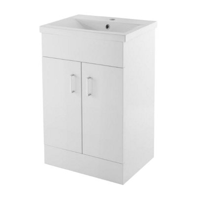 B&Q -  White Minimalist 600mm Basin Unit