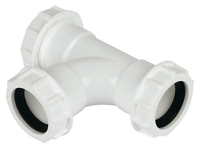 B&Q -  White Compression Equal Waste Pipe Tee(Dia)32mm