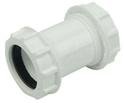 B&Q -  219412 Universal White Compression Straight Waste Pipe Coupler (Dia)40mm