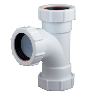 B&Q -  White Compression Equal Waste Pipe Tee(Dia)40mm