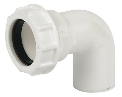 B&Q -  Universal 219452 White Compression 90° Non-Adjustable Waste Pipe Bend (Dia)40mm