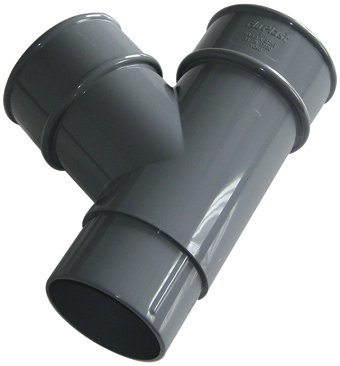 B&Q -  Grey Round 67.5° Gutter Branch(Dia)68mm