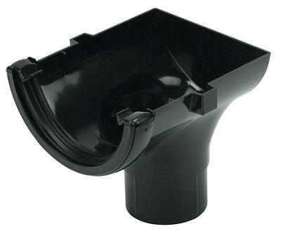 Floplast Ro2 Black Half Round Stop End Gutter Outlet(L)40mm (Dia)112mm from B&Q
