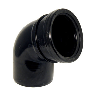 Floplast 110mm Soil 112.5' Socket/spigot Bend Black from B&Q