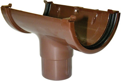 B&Q -  Miniflo Brown Half Round Running Gutter Outlet(L)150mm (Dia)76mm