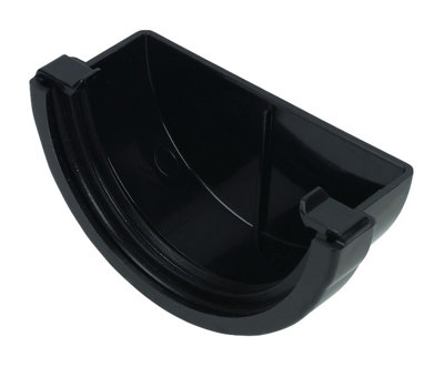 B&Q -  Miniflo Black Half Round Gutter Stop End(L)51mm (Dia)76mm (W)76mm