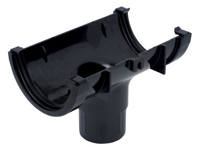 B&Q -  Miniflo Black Half Round Running Gutter Outlet(L)150mm (Dia)76mm