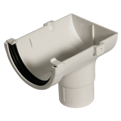 B&Q -  Miniflo White Half Round Stop End Gutter Outlet(L)150mm (Dia)76mm
