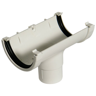 Floplast Miniflo White Half Round Running Gutter Outlet(L)150mm (Dia)76mm from B&Q