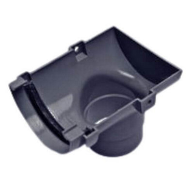 B&Q -  Half Round Gutter Stopend Outlet 112mm Anthracite GreyPush-Fit Upvc
