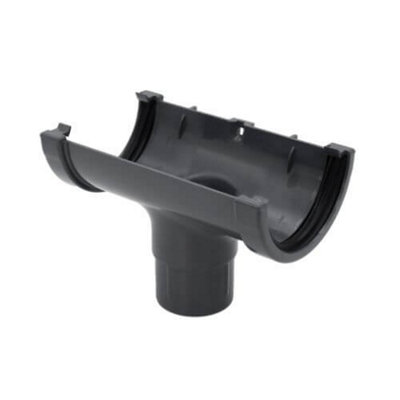 B&Q -  Miniflo Mini Gutter Running Outlet76mm Anthracite GreyPush-Fit To 50mm Downpipe