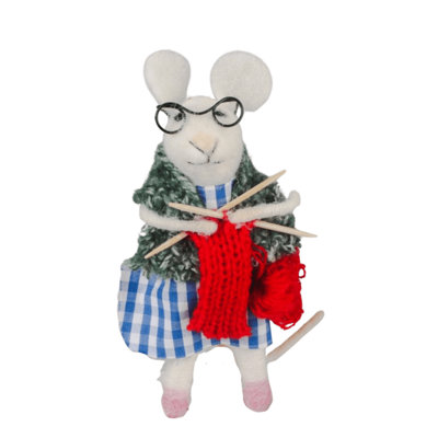 Originals Felt Knitting Mouse Christmas Tree Decoration - Red And Green - Image 4