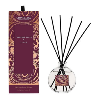 B&Q White/Black Stoneglow Candles Modern Classics Reed Diffuser - Tuberose Blush & Ylang Size 12