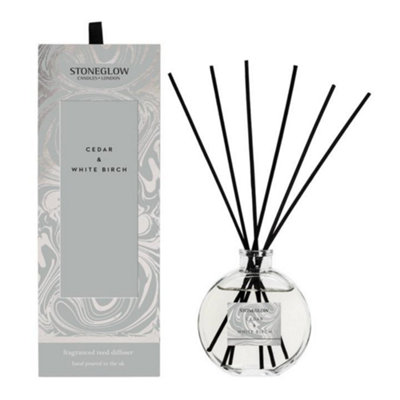 B&Q White Stoneglow Candles Modern Classics Reed Diffuser - Cedar & Birch Size 12